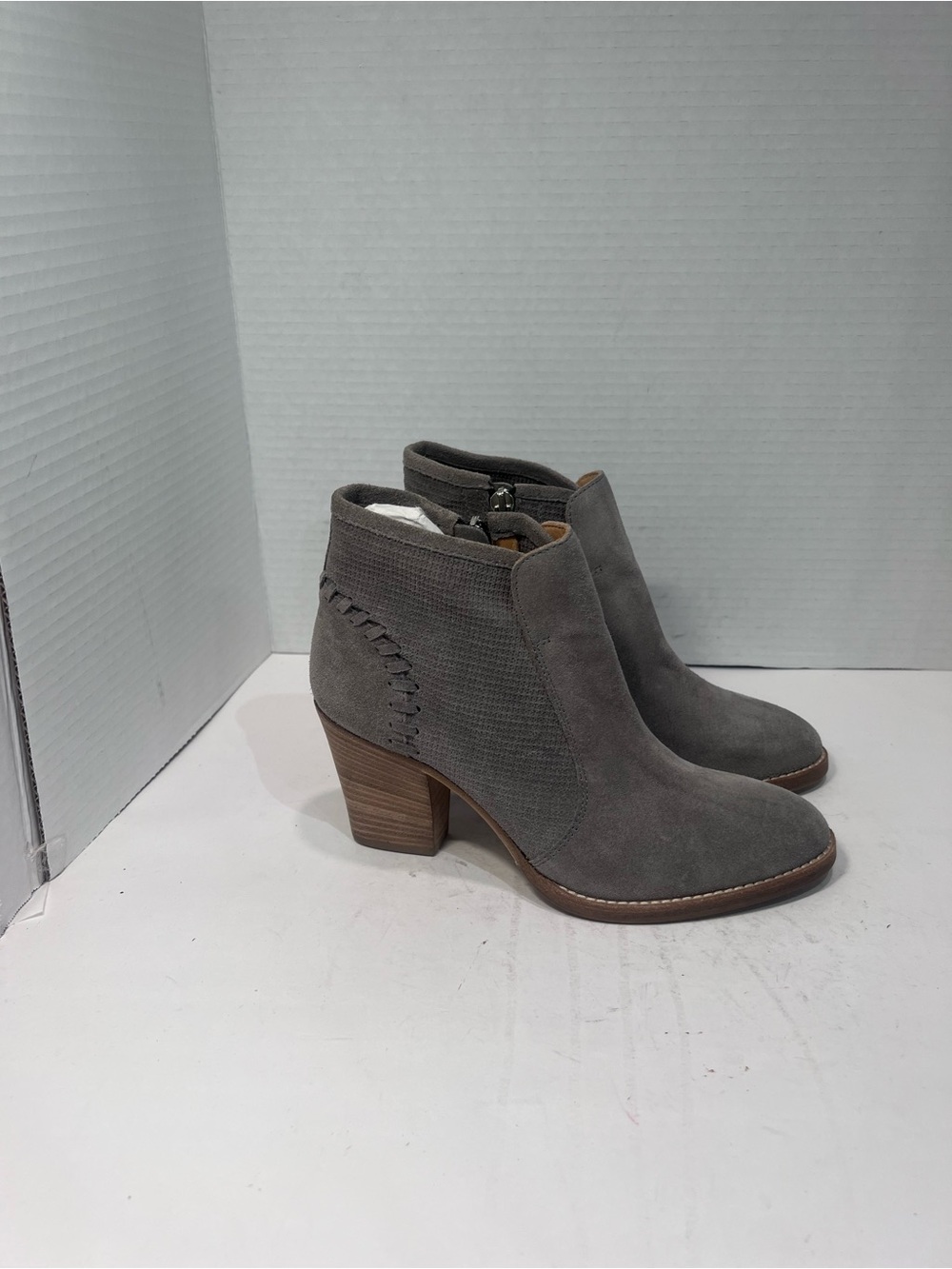 Aquatalia Gray Suede Block Heel Ankle Boots